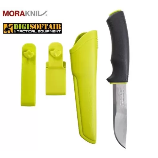 MORA Bushcraft signal Stainless Steel black / lime