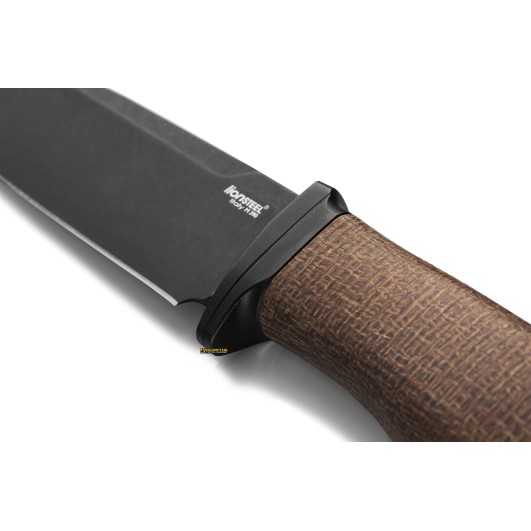 LionSteel Acha AH B BLN — Coltello fisso M390 Burlap Micarta (nera)