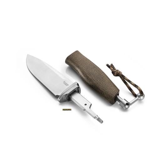 LionSteel Acha Burlap Verde AH BLG — Coltello fisso M390 107 mm