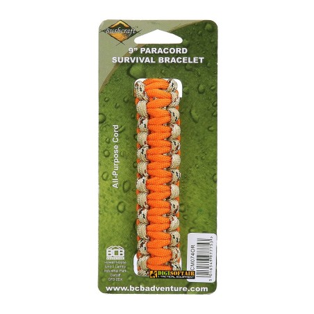 BCB Paracord Bracelet With Metal Buckle 9 inch — Orange