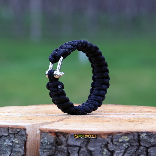 BCB Paracord Bracelet With Metal Buckle 9 inch — Black