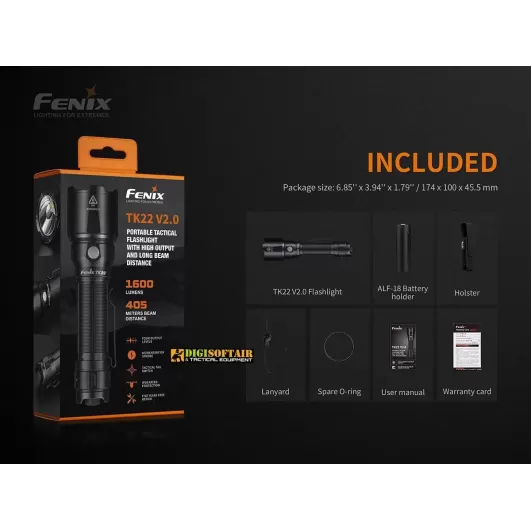 Fenix TK22 V2.0 LED Flashlight - 1600 Lumens