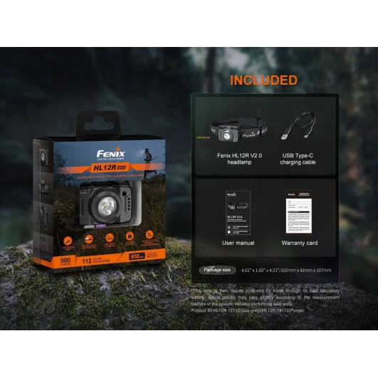 Fenix HL12R V2 Headlamp Gun Grey
