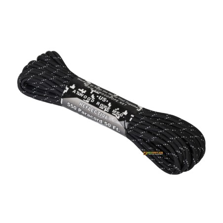 Paracord 550 Riflettente Atwood Rope MFG 15m Black
