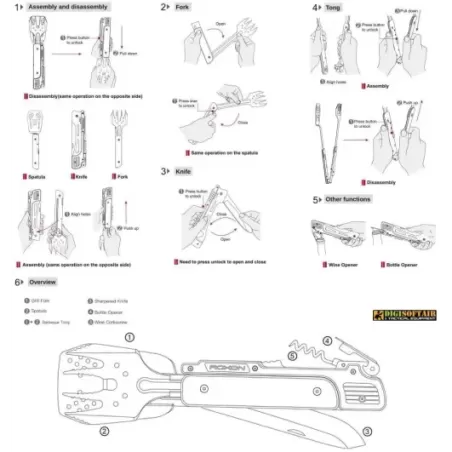 Roxon MBT3 6 in 1 Multifunzione Staccabile e Pieghevole per