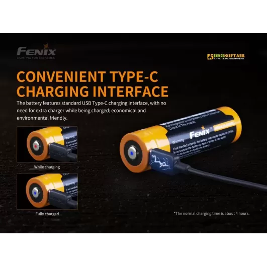 FENIX Batteria Ricaricabile 21700 5000 mAh con ingresso usb