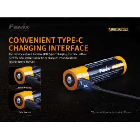 FENIX RECHARGEABLE BATTERY 21700 5000 mAh with usb port