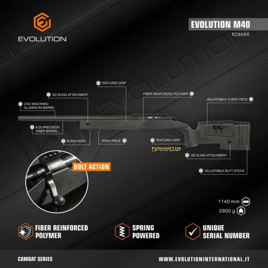 Evolution M40 Black fucile a molla bolt action