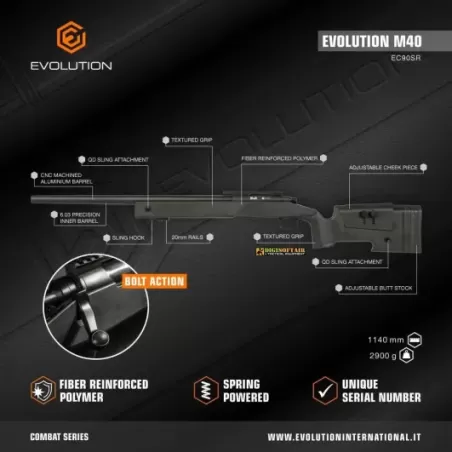 Evolution M40 Black fucile a molla bolt action