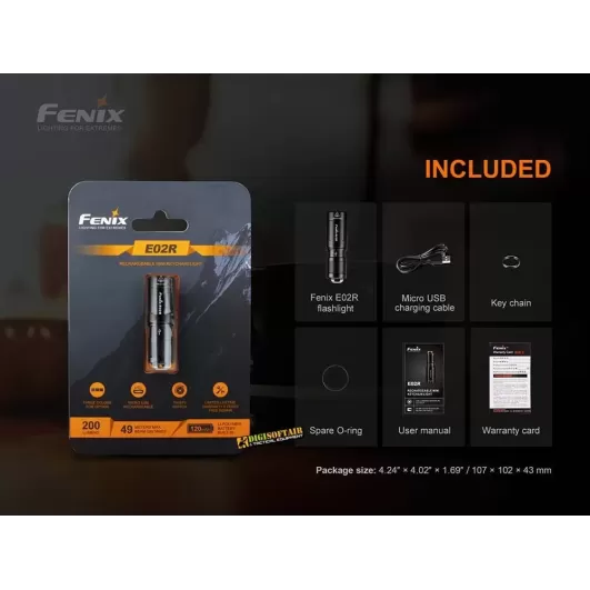 Fenix E02R Keychain Flashlight 200 lumen