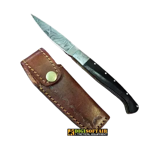 Pattada Mascu in black horn with 10cm damask blade 60351