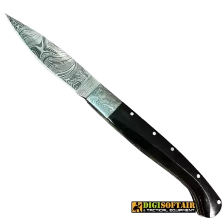 Pattada Mascu in black horn with 10cm damask blade 60351