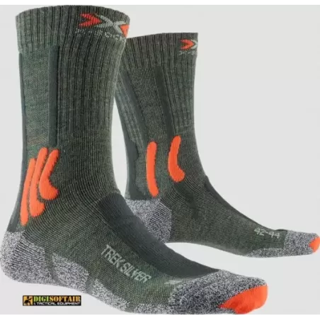 X Bionic Trek Silver Socks OLIVE MELANGE/X-ORANGE/GREY MELANGE X Bionic Trek Silver Socks OLIVE MELANGE/X-ORANGE/GREY MELANGE
