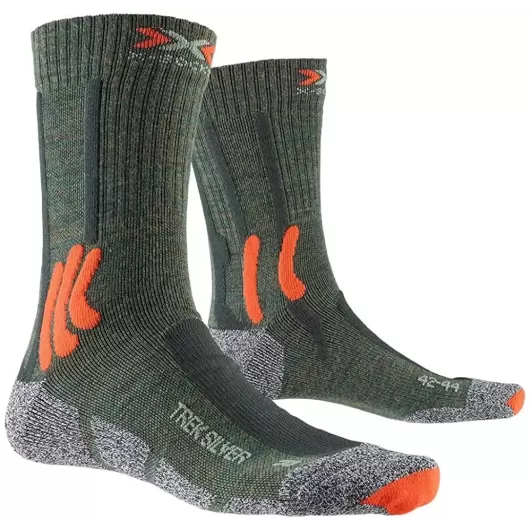 X Bionic Trek Silver Socks OLIVE MELANGE/X-ORANGE/GREY MELANGE