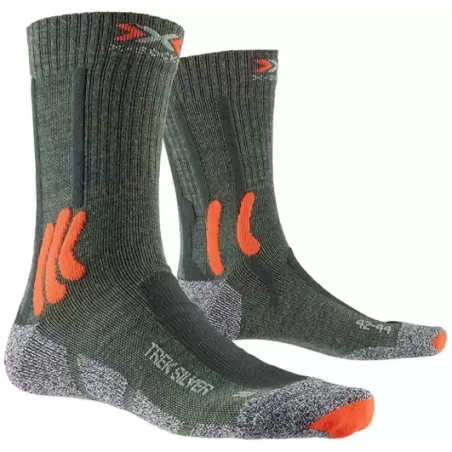 X Bionic Trek Silver Socks OLIVE MELANGE/X-ORANGE/GREY MELANGE