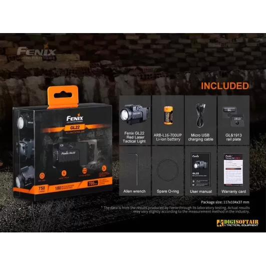 Fenix GL22 Tactical Light with Red Laser Sight 750 lumens