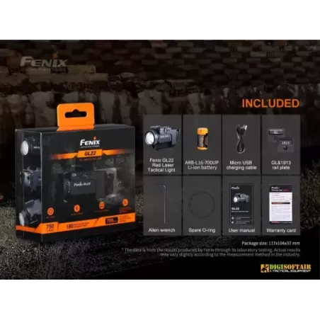 Fenix GL22 Tactical Light with Red Laser Sight 750 lumens