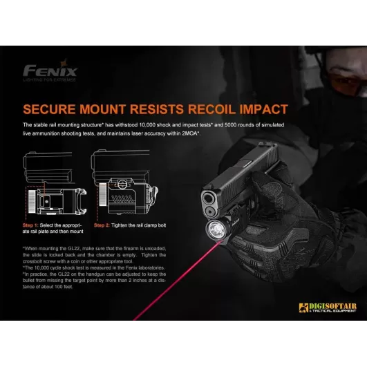 Fenix GL22 Tactical Light with Red Laser Sight 750 lumens