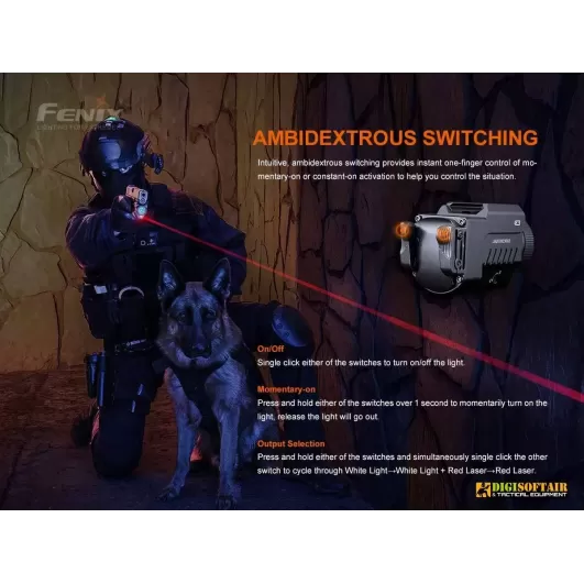 Fenix GL22 Tactical Light with Red Laser Sight 750 lumens