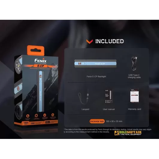 Fenix E-CP Rechargeable Flashlight with Power Bank Black