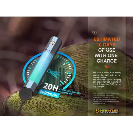 Fenix E-CP Rechargeable Flashlight with Power Bank Black