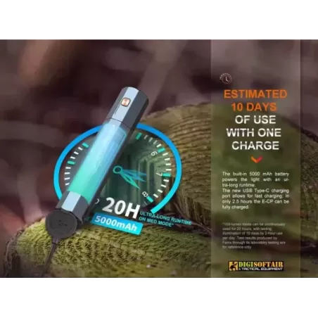 Fenix E-CP Rechargeable Flashlight with Power Bank Black