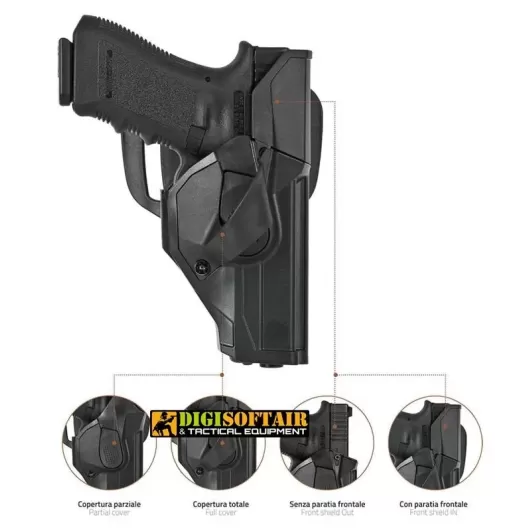DCHO8 Duty CAMA open Vega holster fondina NERA per Glock 17