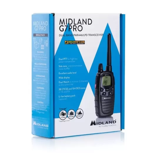 MIDLAND G7 PRO BLACK dual band transceiver LPD PMR