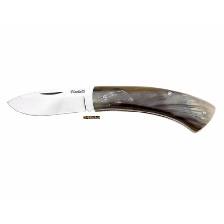 Polished Horn hunting knife 17cm, handcrafted knife by Piscitelli