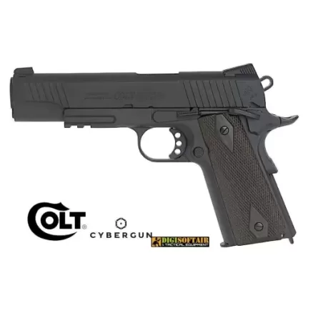 Colt 1911 Rail Gun CO2 Nera Opaca cybergun KWC 180524 Colt 1911 Rail Gun CO2 Nera Opaca cybergun KWC 180524