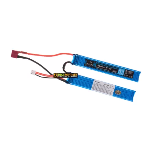 Lipo battery 7.4V 1300mAh 25C Twin Type T-Plug Nimrod