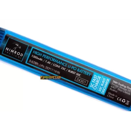 Lipo 7.4V 1300mAh 25C Stock Tube Type Nimrod