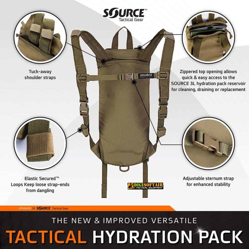Tactical 3L Hydration Pack Coyote brown Source