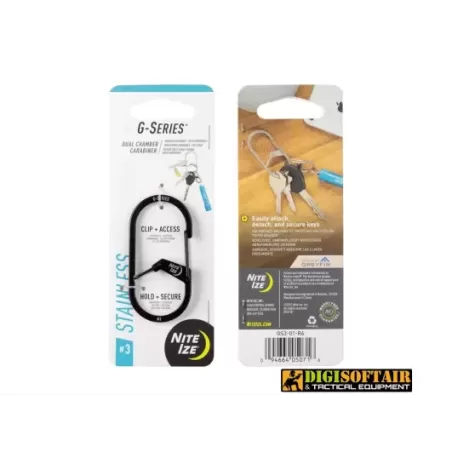 Nite Ize G-Series Dual Chamber Carabiner 3 SS Black, GS3-01-R6