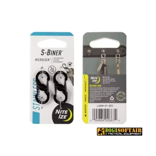 Nite Ize S-Biner MicroLock 2-pack, SS Black, LSBM-01-2R3