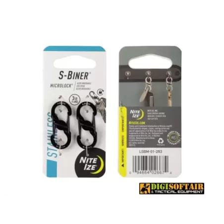 Nite Ize S-Biner MicroLock 2-pack, SS Black, LSBM-01-2R3