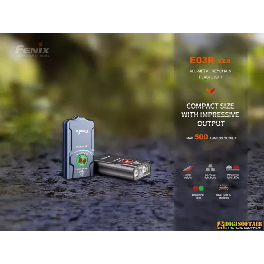 Fenix E03R V2 Torcia portachiavi da 500 lumen