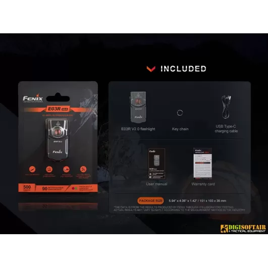 Fenix E03R V2 Torcia portachiavi da 500 lumen