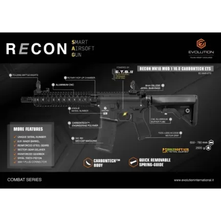 Evolution Recon MK18 Mod 1 10.8 Carbontech black EC18AR-ETS Evolution Recon MK18 Mod 1 10.8 Carbontech black EC18AR-ETS