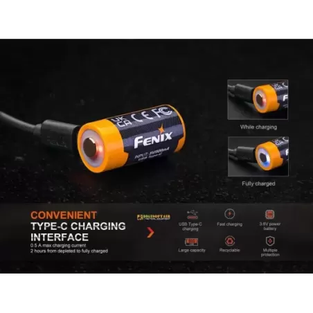 Fenix batteria Li-ion 16340 800 mah ARB-L16-800UP