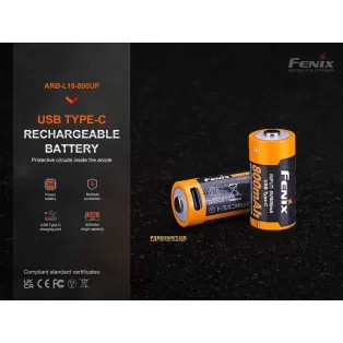Fenix battery Li-ion 16340 800 mah ARB-L16-800 2