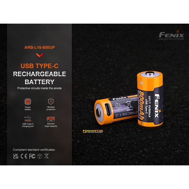 Fenix battery Li-ion 16340 800 mah ARB-L16-800