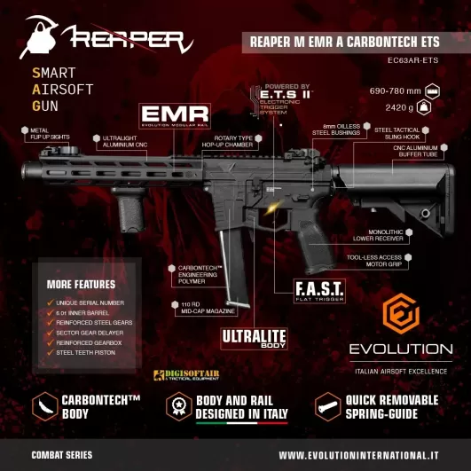 Evolution Reaper M EMR A Carbontech ETS EC63AR-ETS