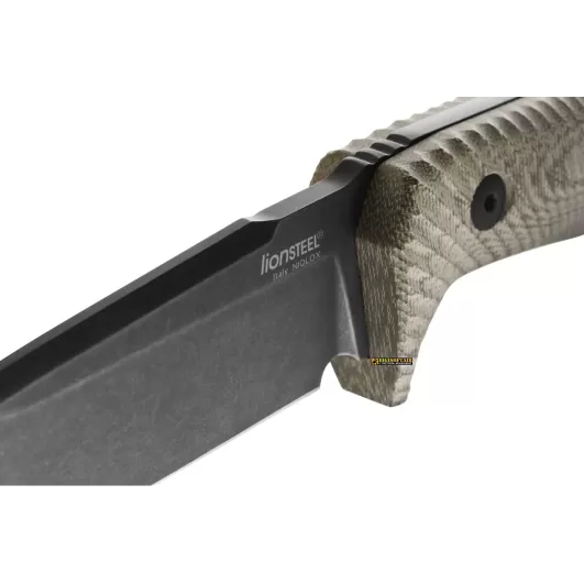 Lionsteel Fixed blade tactical knife - Green Micarta, Black blade finish T5B CVG