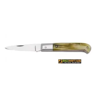  Caltagirone Corno grezzo con testina inox 23cm, coltello artigianale 