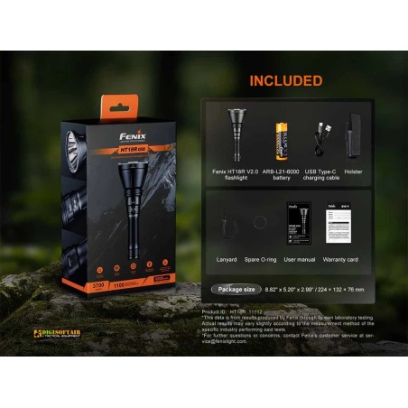 Fenix HT18R V2.0 — long-distance rechargeable flashlight 3700 lm