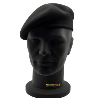 Black Spanish Beret — Gross Grain Trim, 100% Wool