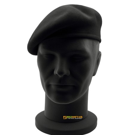 Black Spanish Beret — Gross Grain Trim, 100% Wool