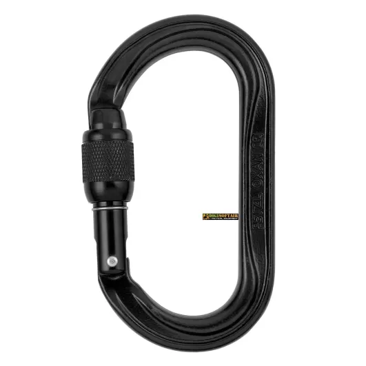Petzl Black Carabiner OXAN, oval, Screw Lock
