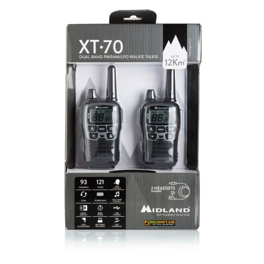 Midland XT70 — Dual Band Walkie Talkie, Range up to 12 km